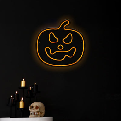 15" Orange LED Lighted Neon-Style Jack-O'-Lantern Halloween Window Silhouette