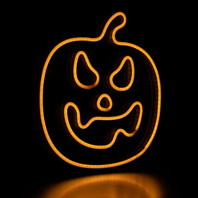 15" Orange LED Lighted Neon-Style Jack-O'-Lantern Halloween Window Silhouette