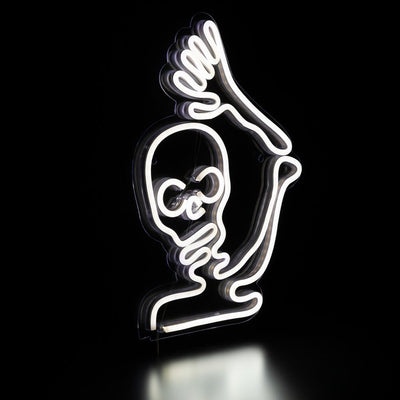15" White LED Lighted Neon-Style Skeleton Halloween Window Silhouette