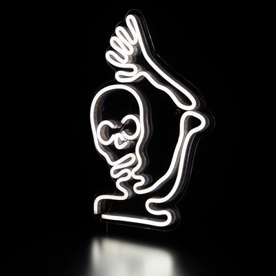 15" White LED Lighted Neon-Style Skeleton Halloween Window Silhouette
