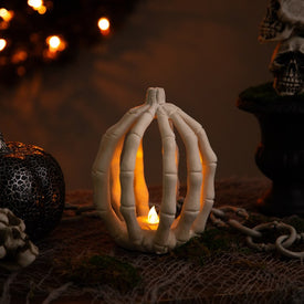 6.25" LED Lighted Battery-Operated Skeleton Pumpkin Halloween Decoration