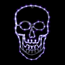 18" White Skull Four-Function LED Lighted Halloween Window Silhouette