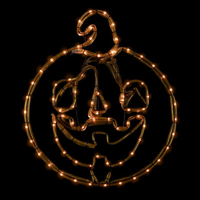 18" Orange Jack-O'-Lantern Four-Function LED Lighted Halloween Window Silhouette