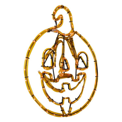 18" Orange Jack-O'-Lantern Four-Function LED Lighted Halloween Window Silhouette