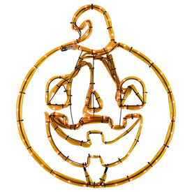 18" Orange Jack-O'-Lantern Four-Function LED Lighted Halloween Window Silhouette