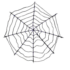 16" Lighted Black Battery-Operated Spider Web Halloween Decoration with Purple LED Lights