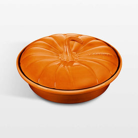 2-Quart Stoneware Pumpkin Casserole Dish with Lid - Persimmon