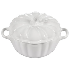 13 Oz Pumpkin Petite Stoneware Cocotte - White