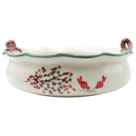 Old St. Nick Handled Scallop Large Bowl with Fireplace