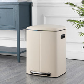 Marco Rectangular 10.5-Gallon Double Bucket Trash Can - Limestone Beige