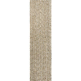 Espina Handwoven Herringbone Chunky Jute 2' x 8' Runner Rug - Ivory