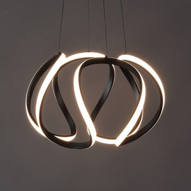Euphoria 18.5" Single-Light Designer Aluminum/Iron Scribble Integrated LED Pendant - Black