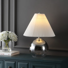 Louisa 22.5" Round LED Table Lamp with Pleated Shade - Smoke Gradient/Chrome