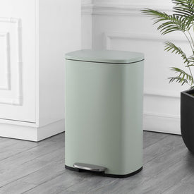 Connor Rectangular 13-Gallon Trash Can with Soft-Close Lid and FREE Mini Trash Can - Pistachio Gelato