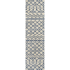 Aksil Moroccan Beni Souk 2' x 8' Runner Rug - Cream/Navy
