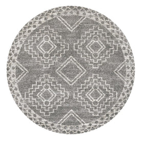 Amir Moroccan Beni Souk 7' Round Area Rug - Gray/Cream