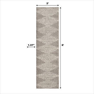 Elm Diamond Stripe Geometric Shag 2' x 8' Runner Rug - Gray/Ivory