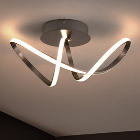 Chantelle 19.5" Single-Light Aluminum Loop Integrated LED Semi-Flush Mount Ceiling Fixture - Nickel