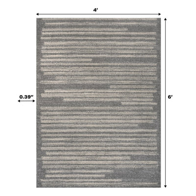 Khalil Berber Stripe 4' x 6' Area Rug - Gray/Cream