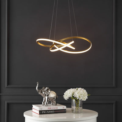 Alexia 25" Abstract Integrated LED Metal Adjustable Pendant - Gold Painting