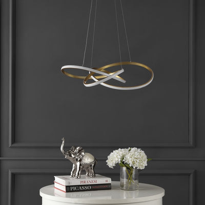 Alexia 25" Abstract Integrated LED Metal Adjustable Pendant - Gold Painting