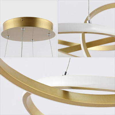 Alexia 25" Abstract Integrated LED Metal Adjustable Pendant - Gold Painting