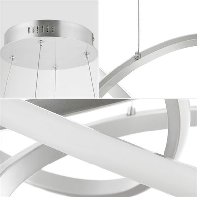 Alexia 25" Abstract Integrated LED Metal Adjustable Pendant - Silver Painting