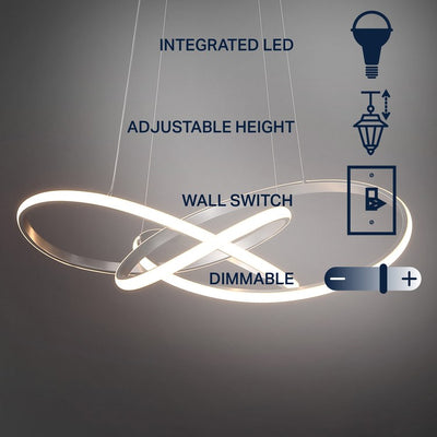 Alexia 25" Abstract Integrated LED Metal Adjustable Pendant - Silver Painting