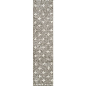 Cristo Berber Geometric Shag 2' x 8' Runner Rug - Gray/Ivory