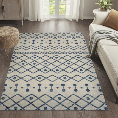 Aksil Moroccan Beni Souk 5' x 8' Area Rug - Cream/Navy
