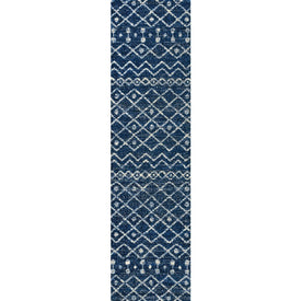 Aksil Moroccan Beni Souk 2' x 8' Runner Rug - Navy/Cream