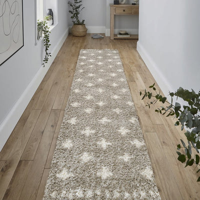 Cristo Berber Geometric Shag 2' x 10' Runner Rug - Gray/Ivory
