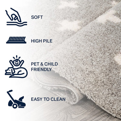 Cristo Berber Geometric Shag 2' x 10' Runner Rug - Gray/Ivory