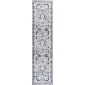 Bausch Bohemian Distressed Chenille Machine-Washable 2' x 8' Runner Rug - Gray/White