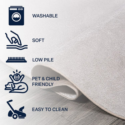 Twyla Classic Solid Low-Pile Machine-Washable 2' x 8' Runner Rug - Light Gray