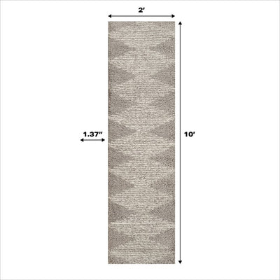 Elm Diamond Stripe Geometric Shag 2' x 10' Runner Rug - Gray/Ivory