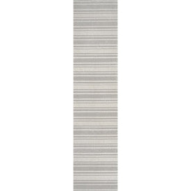 Fawning Two-Tone Striped Classic Low-Pile Machine-Washable 2' x 8' Runner Rug - Cream/Light Gray