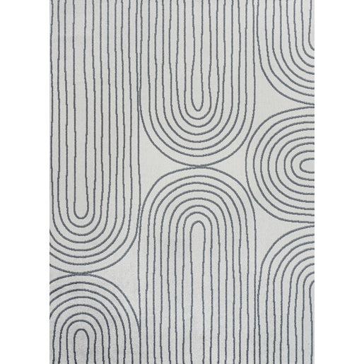 Doodle Geometric Machine-Washable 3' x 5' Area Rug - Cream/Dark Gray