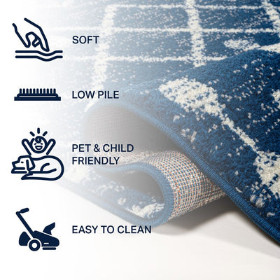 Aksil Moroccan Beni Souk 3' x 5' Area Rug - Navy/Cream