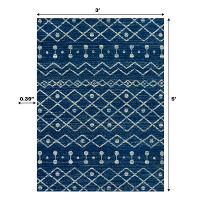 Aksil Moroccan Beni Souk 3' x 5' Area Rug - Navy/Cream