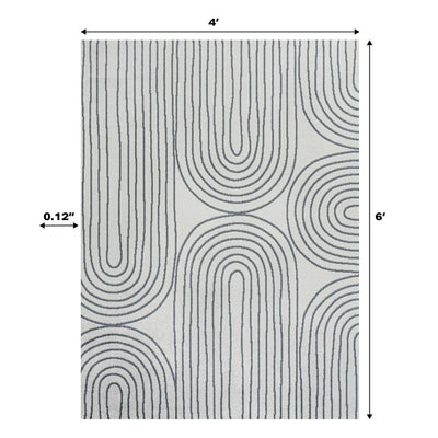 Doodle Geometric Machine-Washable 4' x 6' Area Rug - Cream/Dark Gray