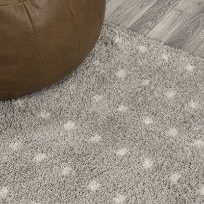 Pele Modern Geometric Dot Shag 2' x 8' Runner Rug - Gray/Ivory