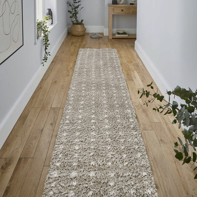 Pele Modern Geometric Dot Shag 2' x 8' Runner Rug - Gray/Ivory