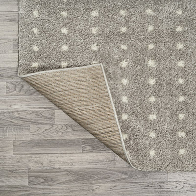 Pele Modern Geometric Dot Shag 2' x 8' Runner Rug - Gray/Ivory