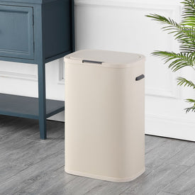 Tammi 14.5-Gallon Slim Metal Push-Button Kitchen Trash Can - Limestone Beige
