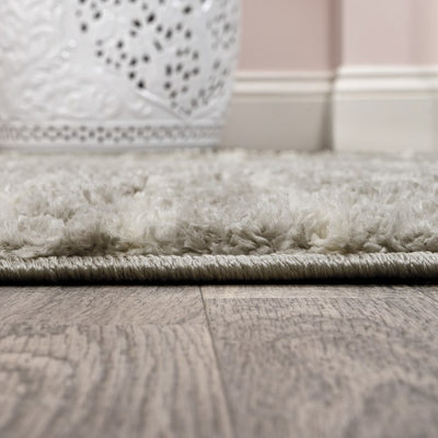 Petra Abstract Stripe Geometric Shag 2' x 8' Runner Rug - Gray/Ivory