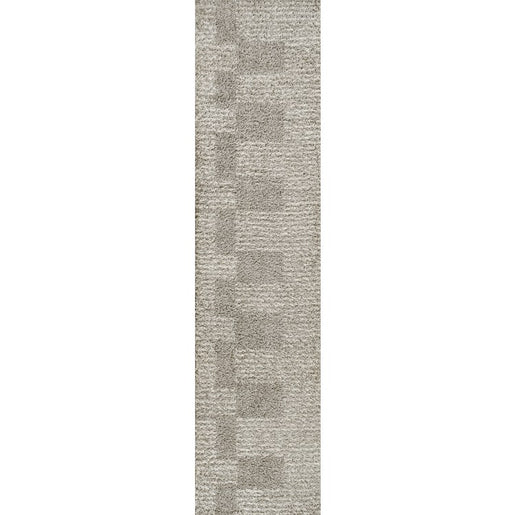 Petra Abstract Stripe Geometric Shag 2' x 8' Runner Rug - Gray/Ivory