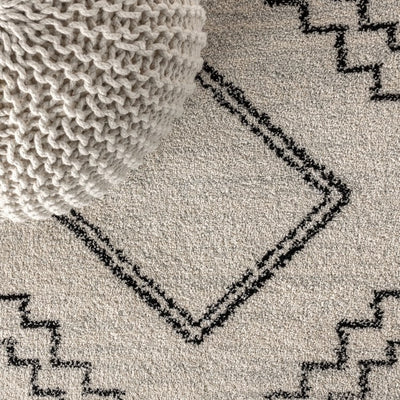 Amir Moroccan Beni Souk 7' Round Area Rug - Cream/Black