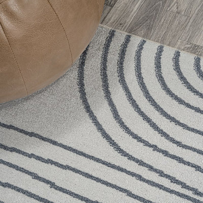 Doodle Geometric Machine-Washable 8' x 10' Area Rug - Cream/Dark Gray