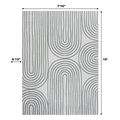 Doodle Geometric Machine-Washable 8' x 10' Area Rug - Cream/Dark Gray